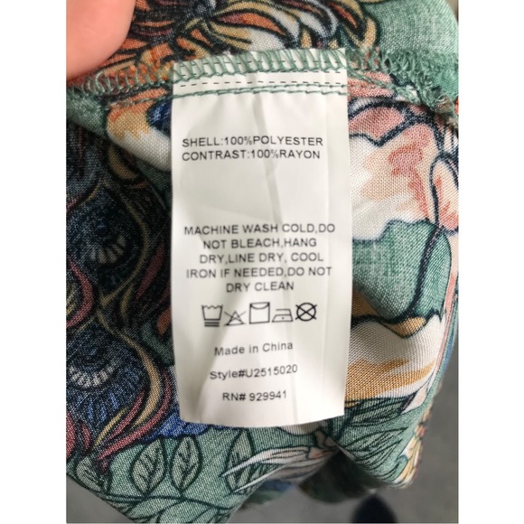 SIMPLE By Suzanne Betro Womens Duster Kimono Topper Cover Up Green Navy Floral M - Picture 9 of 9